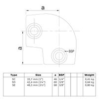 Doos Kniestuk 90° variabele hoek 0°-11°-C / 33,7 mm (40 stuks)